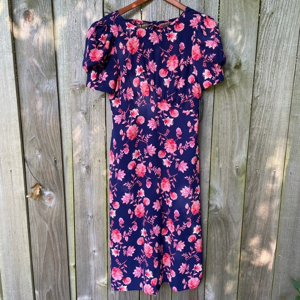 Vince Camuto floral dress with tie keyhole back
